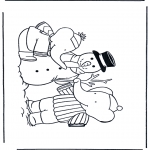 Invierno - Babar hace un muñeco de nieve