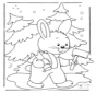 Conejo con árbol navideño