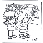 Dibujos Infantiles - A la escuela en autobús