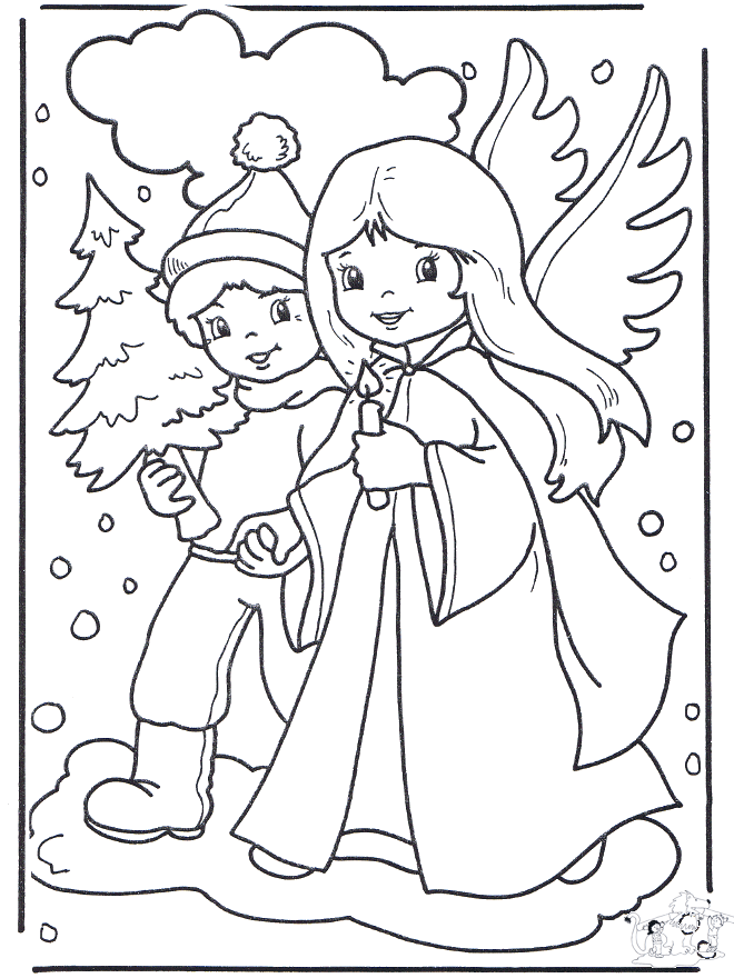Ángel y niño - Pinta la Navidad