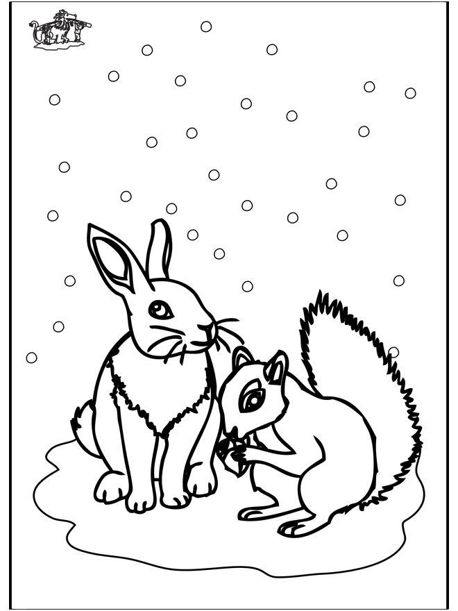 Ardilla y Conejo - Animales invernales
