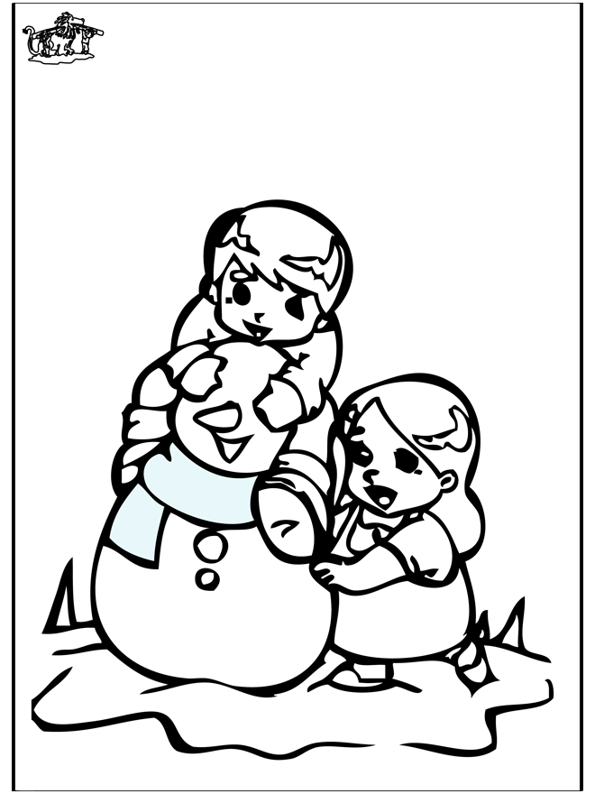 Dibujo para colorear Muñeco de nieve 3 - Nieve