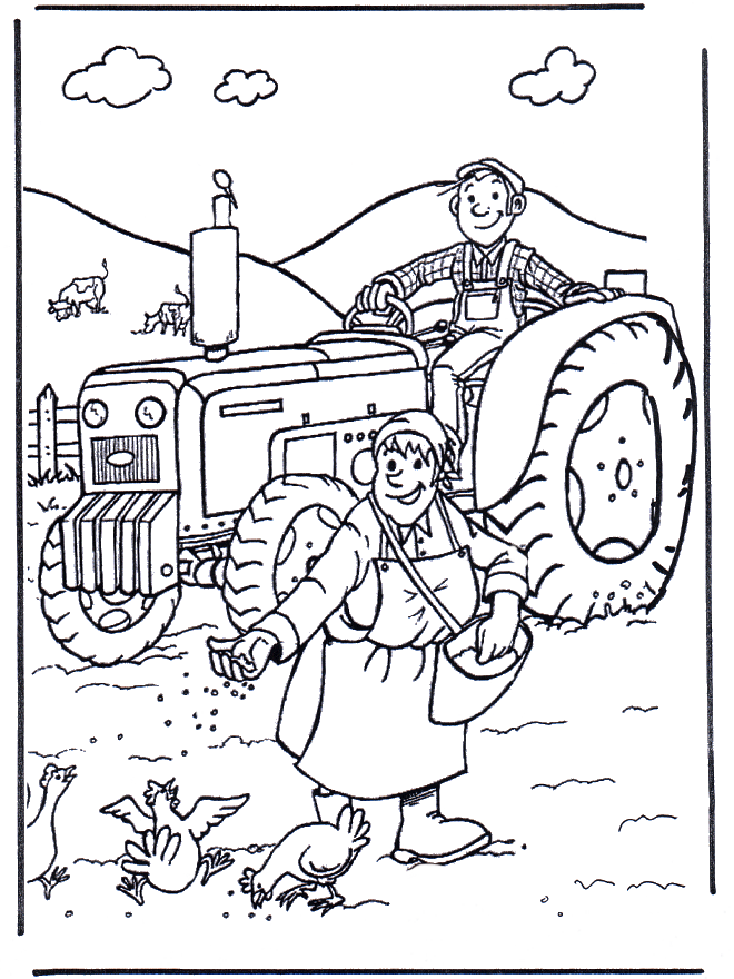 Granjero y granjera - En la granja