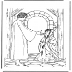 Dibujos de la Biblia - Jesús y la mujer enferma