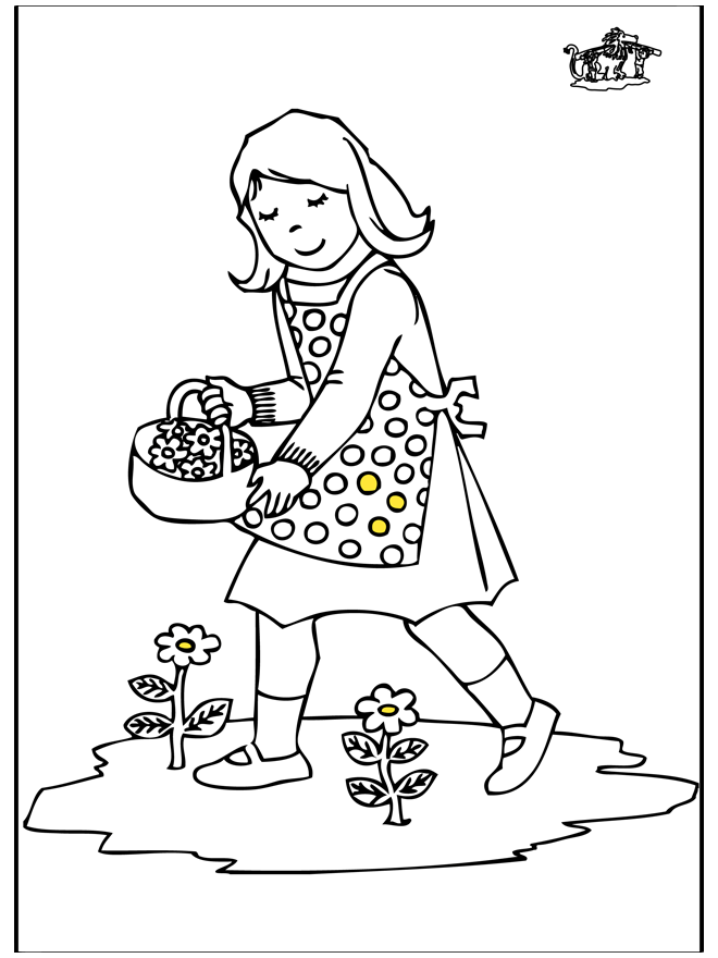 Niña con flores - Niños