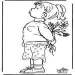 Dibujos Infantiles - Niña con flores