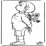 Dibujos Infantiles - Niño con flores