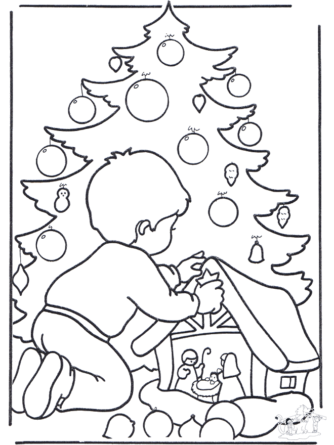 Niño junto al árbol - Pinta la Navidad