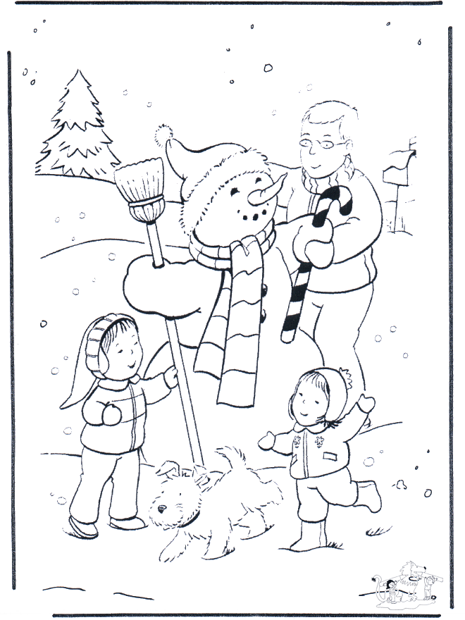 Padre con muñeco de nieve - Nieve