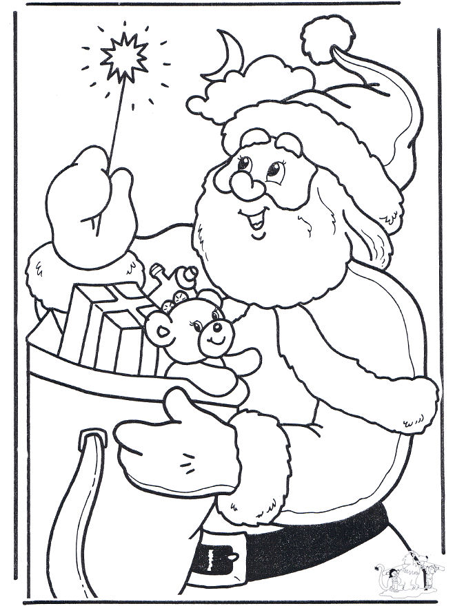 Papá Noel con barita mágica - Pinta la Navidad