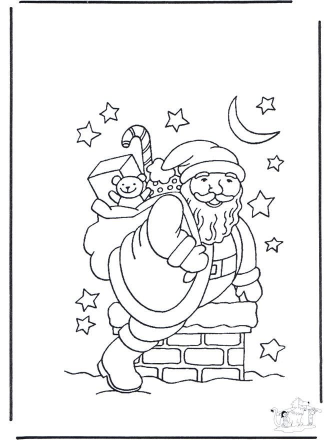Papá Noel en la chimenea - Pinta la Navidad