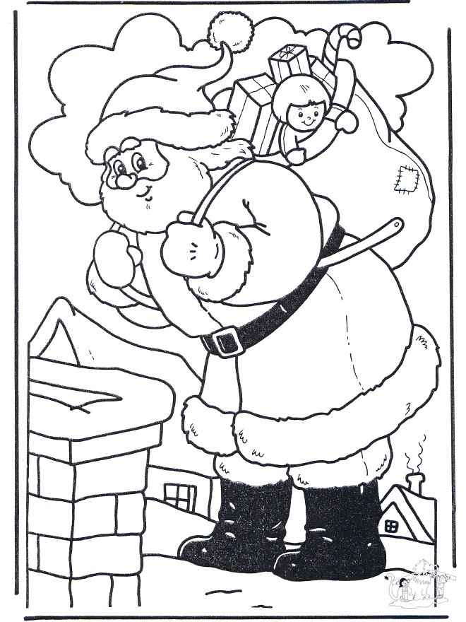 Papá Noel junto a la chimenea - Pinta la Navidad