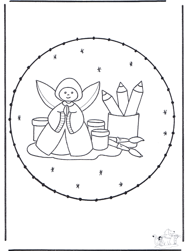 Tarjeta bordada de ángel navideño - Personajes