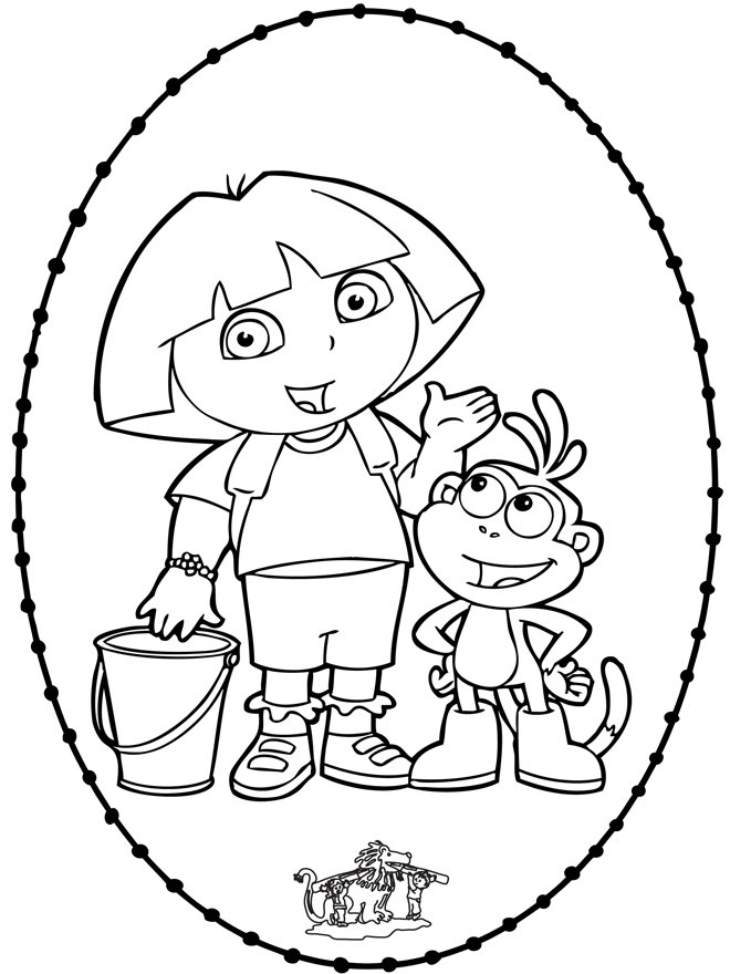 Tarjeta bordada de Dora 1 - Personajes